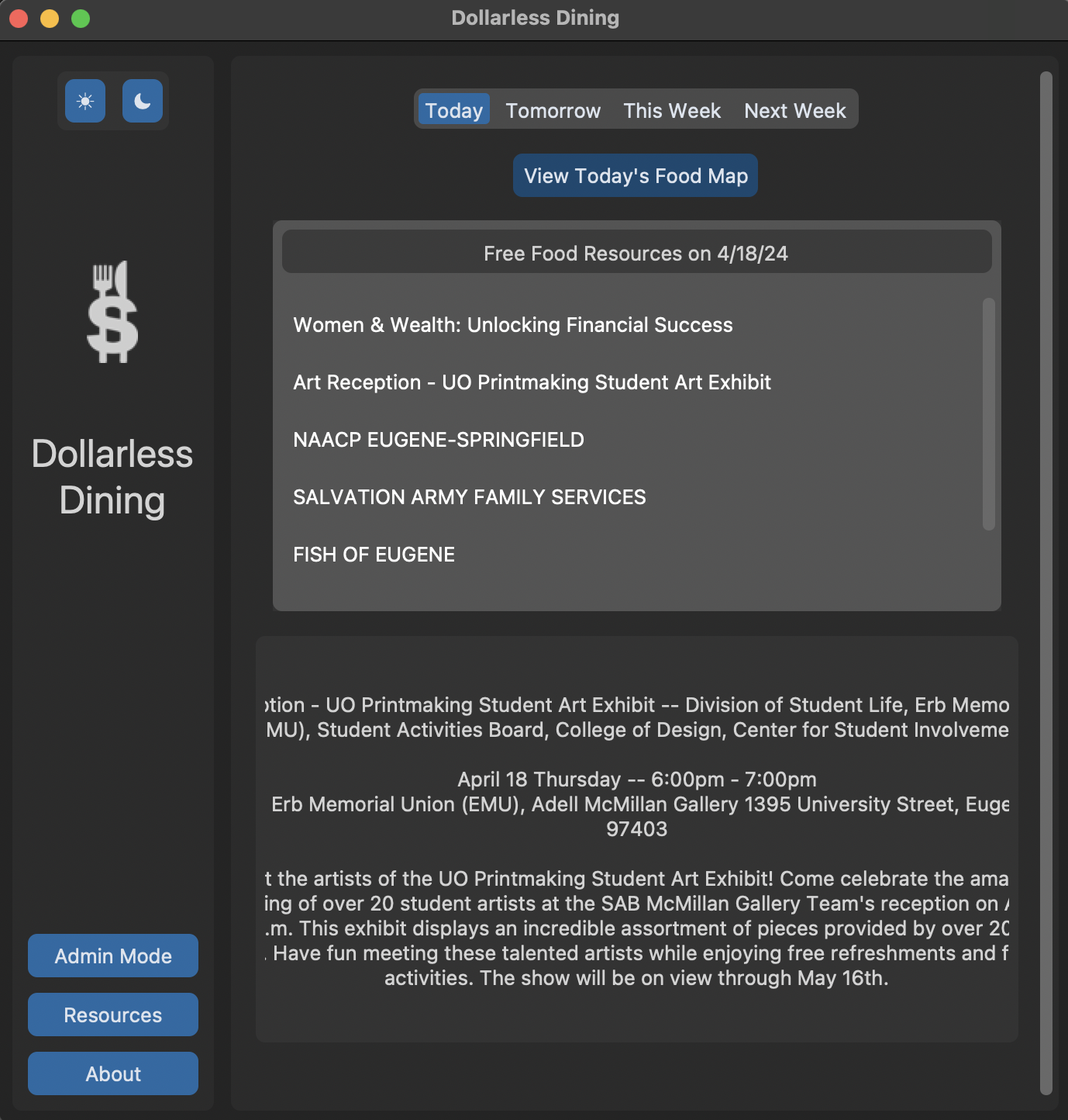 Dollarless Dining GUI image
